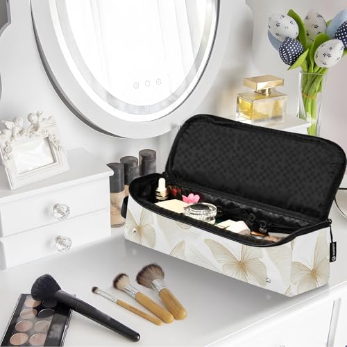 Bolsa organizadora beige Butterfly Elegant para planchas y rizadores, resistente al calor y portátil miniatura 7
