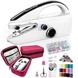 Handheld Sewing Machine, Two-Speed Portable Mini Sewing Machine for Beginners, Electric Handheld Sewing Machine with Red Case & Accessories. DIY Home & Travel Sewing kit for adults.