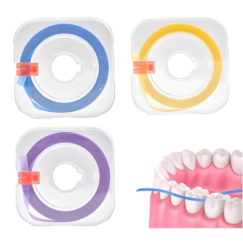 3 Bände Zahn Schleifpapier Zahnzwischenräume,Bunt Zahnschleifpapier（Blau, Lila und Gelb）,Zahnschleifpapier für Zwischenräume,Zahn Polierstreifen,Dental Polierstreifen,für Zwischenräume(4mm x 6m)