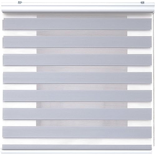 Estor opaco enrollable para ventana, 85 x 280 cm, protección UV, propiedades térmicas, tela impermeable, mecanismo de cadena ajustable, color gris claro, ideal para dormitorio y guardería