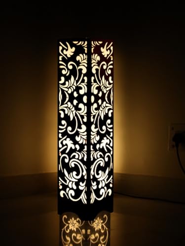 Image of Decorative Metal Floor Lamp with Laser Cut Design | Modern Standing Lamp for Living Room, Bedroom, Hallway & Office