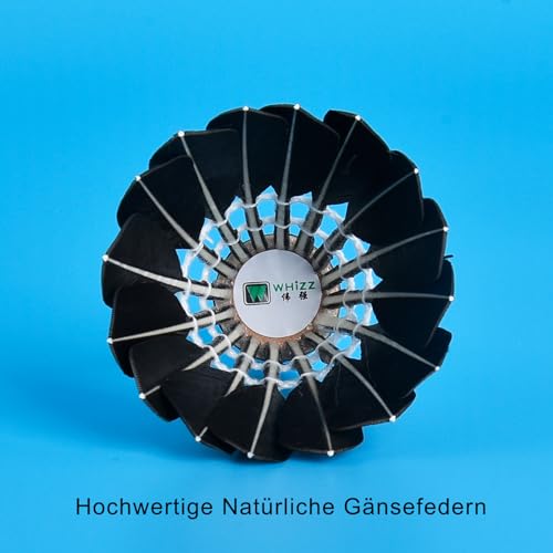 Foto von BAIHUALIN Whizz Federbälle Gänsefeder Badminton Bälle Stabil und Langlebig Naturfeder für Indoor- und Outdoor-Spiele, 6er Schwarz