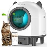 OROLEY Self Cleaning Litter Box, Automatic Litter Box,Odor Control Robot, Cat Ears Design, 96L APP Real-Time Monitor, Cat Litter-Boxs for Multiple Cats,Infrared Safety Sensor, with 1 Trash Bag，White