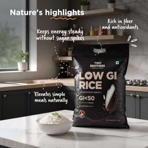 Image of Two Brothers Organic Farms Kalanamak Rice 5KG | Low GI, Diabetic-Friendly Native Rice | Rich in Iron & Zinc | Gut Nourishing, Perfect for Pulao, Biryani & Curries