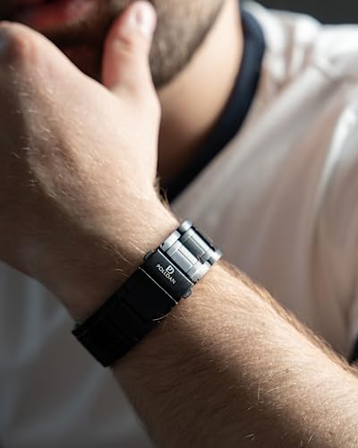 POLLDAN® 3X Power Magnetic Bracelets For Men | 6200 Gauss Strength Mens Titanium Bracelet with Fold-Over Clasp, Adjustable Length, Gift Box, Sizing Tool | Innovative Magnets Alloy - Patent4