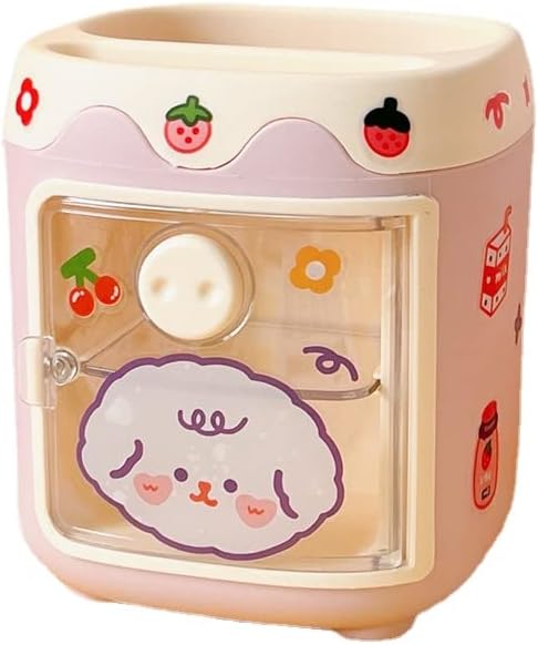 Donloise Organizador de escritorio con forma de cerdito Kawaii con calcomanías, accesorios de escritorio lindos, bandeja de almacenamiento de