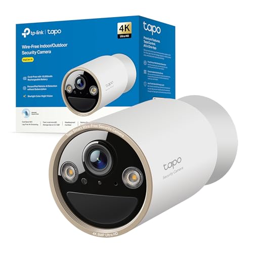 Tapo C460 4K 8MP Telecamera Batteria con Base Magnetica, Visione Notturna a Colori Starlight, Batteria 10000mAh, Connettività WiFi Dual-band 5G/2.4G, Rilevamento AI, IP66, Allarme Rapida e Antifurto