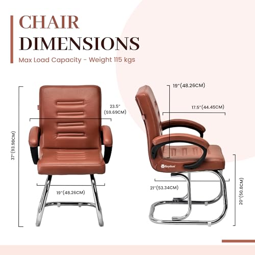 KITHANIA Executive Office Chair Home Study Chair with arm Rest and Cushioned seat Back, Chrome Frame, Leatherette Upholstery, Comfortable Chair (1,... - Image 3