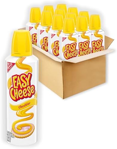 Easy Cheese Cheddar Cheese Snack, 8 oz Cans (Pack of 12)