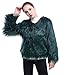 Produktbild YuanDian Damen Herbst Winter Kurz Kunstfell Mantels Einfarbig Casual Warm Weich Elegant Kunstpelz Jacke Baggy Frauen übergang Fellimitat Outerwear Dunkelgrün S