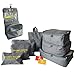 Produktbild HONGCI Kleidertaschen-Set 8-teilig, Koffer Organizer Reise Kleidertaschen - wasserdichte Kofferorganizer Packtaschen Reisegepäck für Kleidung Schuhe Unterwäsche Kosmetik (Grau)