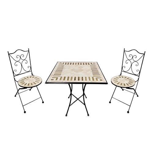 AXI Camilla - Ensemble de bistrot 3 pièces avec mosaïque de style Toscane - Table de bistrot avec 2 chaises - Ensemble de meubles de jardin pour jardin,...