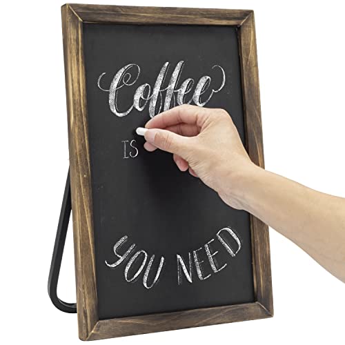 Mygift 14 Inch Standing Chalkboard Countertop Sign - Rustic Burnt Wood Frame And Black Metal Tabletop Memo Board - Event, Retail And Home Décor #TOP21