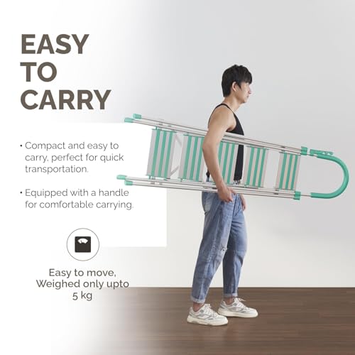 Image of Heavy Duty Steel Folding Ladder Steps with 7 Year Warranty* Foldable Stairs | Anti-Slip Step Ladder | Compact Folding for Home | Sturdy Stairs for Home Use & Storage (Aluminium Step 5)