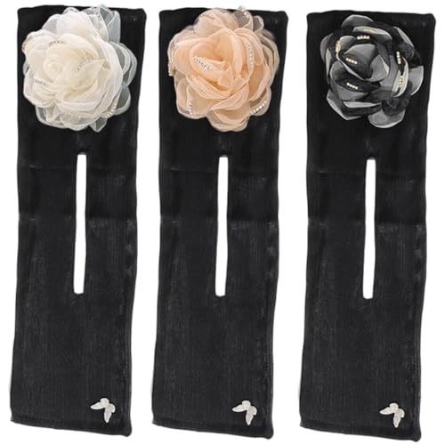 NOLITOY Lot De 3 Façonneurs De Chignons Cheveux En Fil Métallique Fleurs En Tulle Noir Blanc Abricot Pour Femmes Et Filles Usage Quotidien Fêtes Mariages