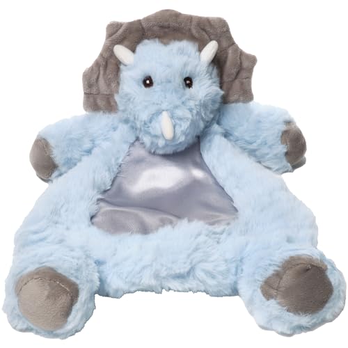 Image of Bearington Baby Wee Lil’ Tracer - 12 x 8.5 Inch Light Blue Dinosaur Plush Stuffed Animal, Security Blanket Lovey for Babies - Dinosaur Lovey - Plush Blanket