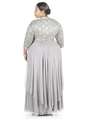 R&M Richards Women's Plus Size Formal Jacket Dress - Mother Of The Bride Dress (20W, Silver) #TOP1