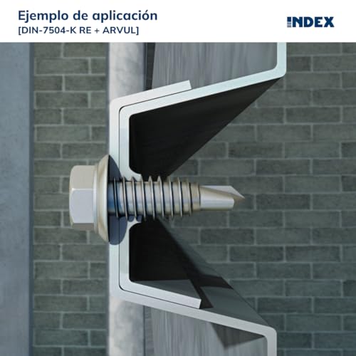 Miniatura 2 de Index Are166325 - Tornillo Punta Broca Reducida Cabeza Hexagonal 8 Mm Con Arandela P-16 Epdm Zincado 6,3 X 25
