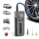 HYVOHEX Elektrische Luftpumpe,Akku Kompressor,Fahrradpumpe,1 Min Schnellbefüllung Kabelloser Luftkompressor mit Digitalem Manometer LED Licht,10.34 Bar Reifenkompressor mit LED Licht für Auto,Fahrrad