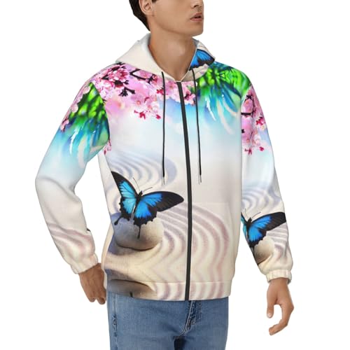 Sweat à capuche zippé imprimé papillon zen pour homme EdWal