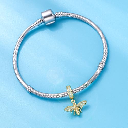 925 Sterling Silver Charms Gold, Jewelry for Bracelets and Necklaces, Family Love Mom Dangle Pendants, Heart Charms Hawaii Beads, Birthday Gift for Women