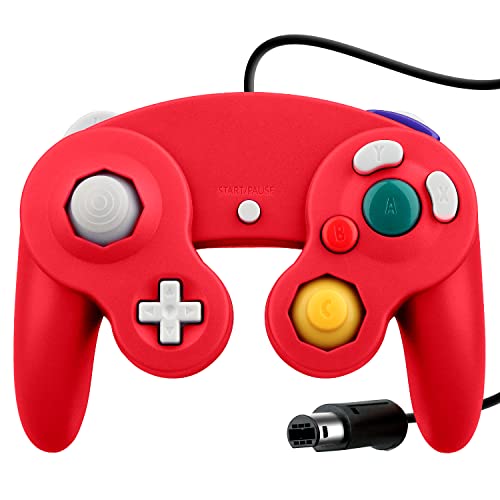 OSTENT Verdrahtet Schock Controller Spielcontroller Kompatibel für Nintendo Gamecube NGC Videospiel Farbe Rot