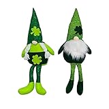 2 PCS St. Patrick's Day Gnome Plush - Mr and Mrs Scandinavian Tomte Elf Decorations - Stuffed Gnomes Plushie Ornaments - Swedish Tomte Dwarf Figurines Table Gnomes Decor - St. Patrick's Day Gifts