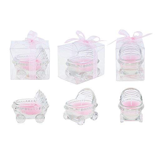 Lunaura Baby Keepsake - Set Of 12 "Girl" Glass Baby Stroller Scented Candle - Pink #TOP1