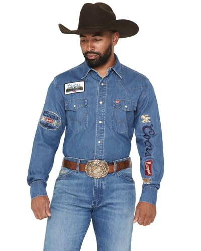 Chemise Coors Denim Wrangler vêtement jean bleu doré style vintage américain