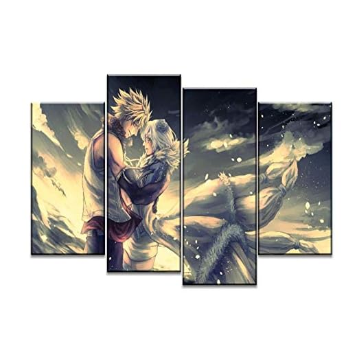 WLHZNB kanvastryck 4 stycken Anime Fairy Tail Sting Eucliffe och Yukino Aguria affisch sovrum väggkonst målning inredning (storlek A med ram)