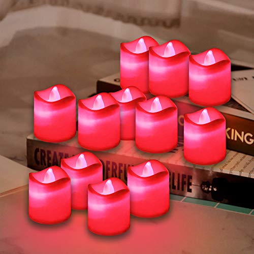 Rakumi Red Led Pumpkin Candles, Flameless Red Led Tea Light Candles For Pumpkins, Battery Operated Led Votive Candles For Halloween Christmas Valentine's Day Wedding Birthday Party, 24 Packs #TOP1