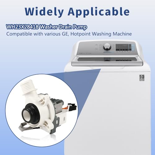 Upgraded WH23X28418 WH23X24178 Washer Drain Pump Assembly fit for GE, Hotpoint Washing Machine GTW, HTW, PTW Series Models - Replaces WH23X27574, AP6889136, B30-3A02, B40-3A01, 4958182 - Thumbnail 2