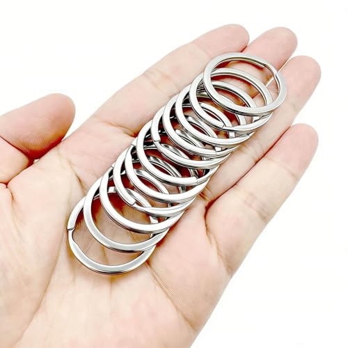 Image of 11 Pcs Stainless Steel Keyrings,Heavy Duty Round Split Key Chain Rings,30 mm /1.2 inch Flat Keyring