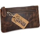 moonster Leather Pencil Case Pouch, Handcrafted Leather Pen Case with Zipper That’s Made to Last - Elegant & Practical Brown Leather Pencil Cases for Adults, Unique 20x10cm Design with Side Pocket