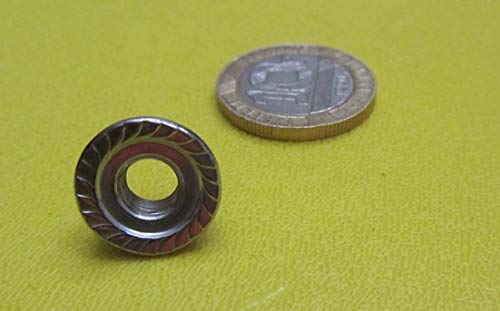 18-8 Stainless Steel Serrated Flange Lock Nuts 1/4"-28 Thread x 7/16" W x 15/64" H 50 Pcs