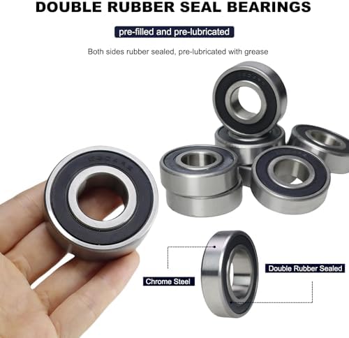 10 Pack 6204-2RS Double Rubber Seal Deep Groove Ball Bearings 20x47x14mm, Pre-Lubricated and Stable Performance and Cost Effective Bearings (6204-RS) - 3