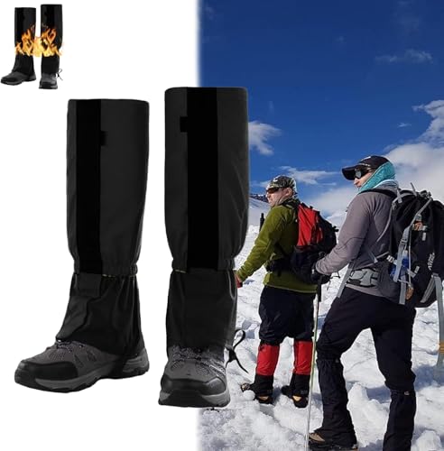 Polainas de Senderismo,Polainas de Nieve,Polainas Impermeables para Caminar al Aire Libre,Polainas para Hombres y Mujeres,Polainas Impermeable de Senderismo,Senderismo Gaiters Polainas,Negro,1 Par