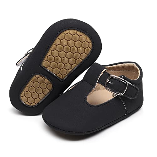 Image of HONGTEYA Infant Baby Girls Mary Jane Flats Non Slip for Toddler First Walkers Soft Sole PU Leather Crib Shoes Sneaker Wedding Party Christmas Princess Dress Shoes Baby Moccasins Girls