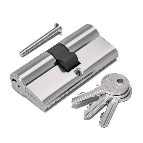 Image of Bwintech 80mm(40/40) Chrome Plated Euro Cylinder Lock, Door Cylinder Lock, Key/Key with 3 Standard Keys,Anti-Pick,Anti-Bump,Anti Drill,High Security for UPVC,Wooden,Composite Doors
