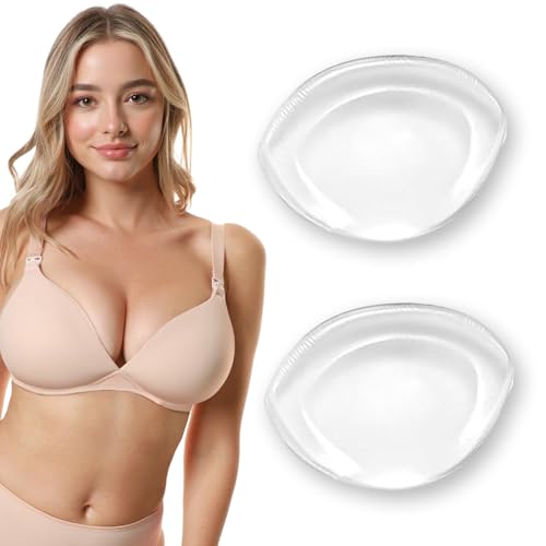 CharmX Silicone Bra Inserts,Gel Bra Push Up Breast Pads Bra Padding Bust Enhancer for Sports Bra Swimsuit Cleavage Enhancers Pads (Transparent, Large)