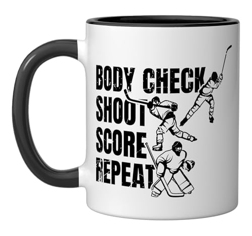 Body Check Shoot Score Mug Black/White