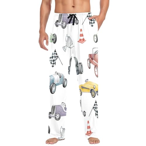 Various Car Mens Pajama Pants Mens Pj Pants Comfy Cotton Pj Long Pant for Men with Pockets Size S-XXL