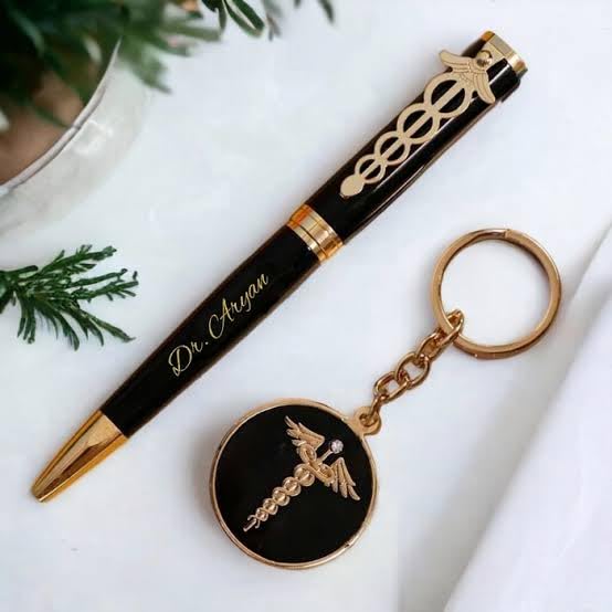 Personalized Doctor Metal Pen & Keychain With Name Engraved Customized Gift Combo For For Doctors, Surgeons, Medico, Dr. & Medical Students.Best Gifts for Birthdays, Graduation and Special Occasions 1