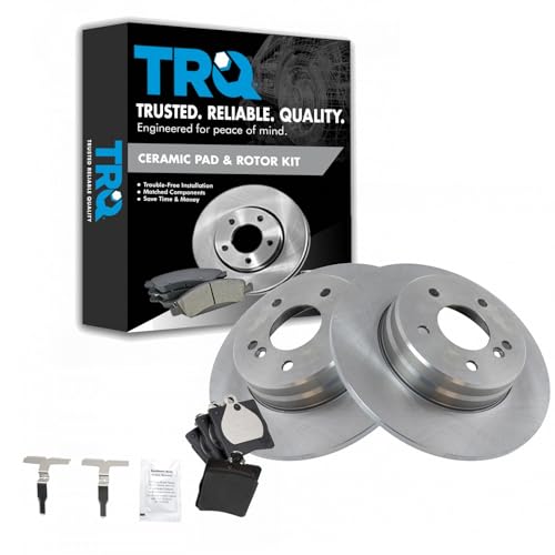 Image of TRQ Rear Brake Pad & Rotor Set Ceramic | For 1998-2002 E430 2000-2005 CLK320 2001-2005 C320 2003-2005 C240 2003-2007 C230 C350 2006-2009 CLK350 2005-2011 SLK350