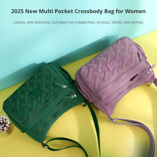 Nylon Shoulder Messenger Bag, 2025 New Multi Pocket Crossbody Bag Lightweight Multiple Compartments School Bag2