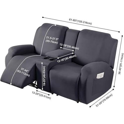 Funda antideslizante para sofá reclinable loveseat con consola 7
