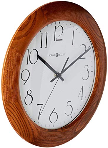 Howard Miller Santa Fe Wall Clock 625-355 – 12.75-Inch Champagne Oak Finish, Modern Convex Glass Crystal, Round Home Decor, White Dial, Quartz Movement Timepiece #TOP1