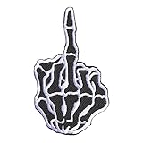 smileth Skull Ghost Middle Finger Skeleton Bone Embroidered Size 3'x1.75' Iron On Sew On Emblem...