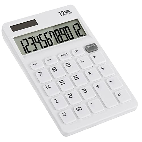 Eoocoo Desktop Calculator 12 Digit Basic Calculator With Large Lcd Display, Solar And Battery Dual Power For Office, School, Home & Business Use, Modern Design - White #TOP28