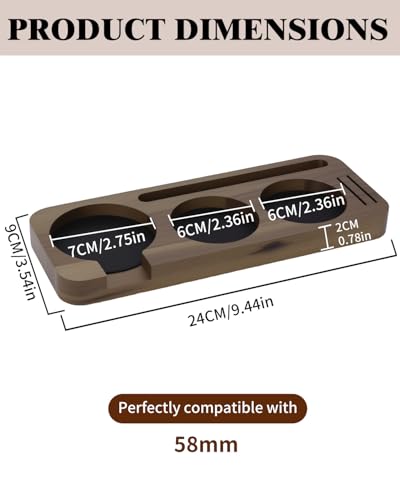 Image of 51-58mm Espresso Tamping Station, 3-Slot Premium Walnut Espresso Organizer Station, Non-Slip Espresso Machine Accessories for Barista Countertop, Coffee Gifts for Coffee Lovers
